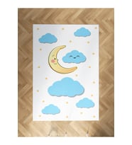 MEKTA HOME BEBEK VE ÇOCUK ODASI Ay Dede ve Bulut Desenli Halı
