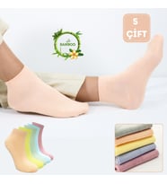 Kadın Bambu Patik Çorap (5 ADET / ÇİFT) Dikişsiz Parfümlü Kısa Model Hassas Çorabı (Model 1)