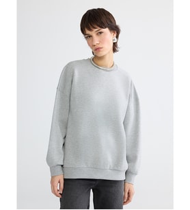 LCW Vision Gri Bisiklet Yaka Oversize Kadın Kalın Sweatshirt