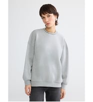 LCW Vision Gri Bisiklet Yaka Oversize Kadın Kalın Sweatshirt