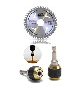 Matkap Daire Testere Aparatı 115 mm Ahşap Bıçağı ve Manyetik Bits Uç Tutucu Seti
