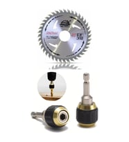 Matkap Daire Testere Aparatı 115 mm Ahşap Bıçağı ve Manyetik Bits Uç Tutucu Seti