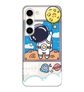 Samsung Galaxy S23 Uyumlu Astronot Desenli Şeffaf Telefon Kılıfı