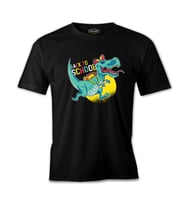 Dinosaur Running Back to School Siyah Erkek Tshirt