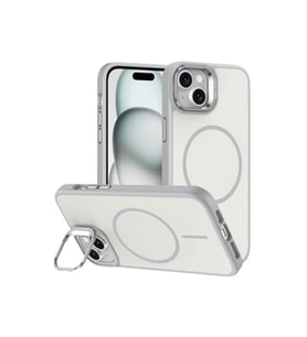 Coverzone iPhone 14 ile Uyumlu kilif MagSafe ile uyumlu K?l?f Stand �zellikli M?knat?sl? Flexa Y�z�k Tutuculu IPHONE 14 i�in KILIF Darbe Emici Mat Arka Kapak Koruyucu K?l?f Beyaz