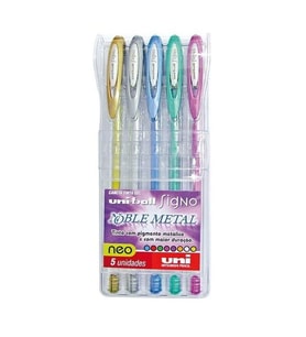Uni-ball Signo Noble Metal 0.8 Jel Kalem 5'li Set 