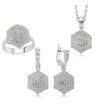 Zirkon Taşlı 925 Ayar Gümüş Kadın Set