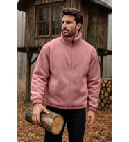 Ghassy Co. Erkek Pro Termal İç Dış Sherpa Sonbahar Kış Tam Fermuarlı Peluş Sweatshirt (Pudra)