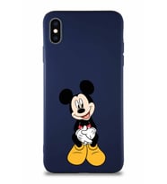 Apple iPhone XS Max Soft Premier Kapak Mickey Mouse-A Tasarımlı Silikon Kılıf - Lacivert (Şeffaf)