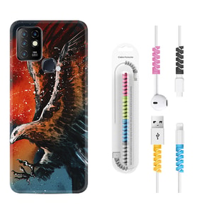 INFINIX Hot 8 9 10 11S Hot 10 Play 10T Kılıf Kablo Koruma Spiral Silikon Kartal Uçarken 1718