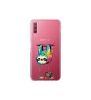 Samsung Galaxy A7 2018 ile Uyumlu Splash Tembel Hayvan Tasarımlı Şeffaf Silikon Kılıf
