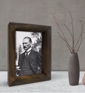 BK Gift Atatürk Tasarımlı Dekoratif Doğal Masif Ahşap Çerçeve 15x20cm-29 (Beyaz)