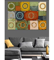 Geometrik Soyut Renkli Daireler Dekoratif Kanvas - Mdf Ahşap Tablo