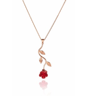 925 AYAR GÜMÜŞ ROSE KAPLAMA GÜL MODEL KOLYE