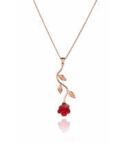 925 AYAR GÜMÜŞ ROSE KAPLAMA GÜL MODEL KOLYE