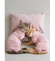 Minimini Kapler Kedi Uyku Seti  Penye Kedi Tulum ve Mini Yastık Takımı  Pamuklu  Tüy Dökülmesini Azaltır (Pembe)