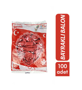 Türk Bayraklı Balon - 100'lü Paket - 12 inç Boyut