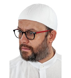 Orlon Örme Kışlık Yün Bere Takke Baklava Desen Beyaz
