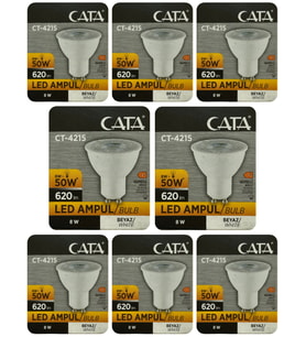 (8 Adet) Cata 8W (50W) 6500K (Beyaz Işık) GU10 Duylu Led Spot Ampul