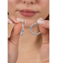 925 ayar gümüş küpe rodyumlu 22 mm nazarlı dorica halka küpe SGTL13161RODAJ
