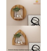 Ahşap Dekoratif Duvar Rafı 2 Li Set ( Mts-376 ) (Kahverengi)