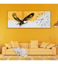 Saatli Altın Kartal Cam Tablo
