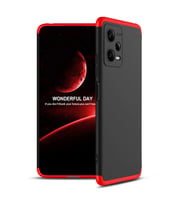 Xiaomi Redmi Note 12 5G Kılıf 3 Parça Slim Sert Silikon Kapak AYS (Siyah-Kırmızı)
