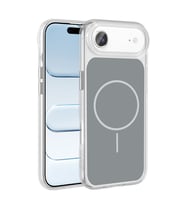 Apple iPhone 17 Air Uyumlu Kılıf Metal Buton Tasarımlı Zore İkonik Sert Silikon Kapak (Gri)