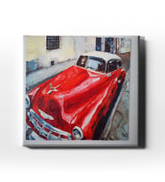 Yağlı Boya Kırmızı Araba Canvas Tablo ATK102