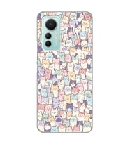 Xiaomi Mi 12 Lite Uyumlu Sevimli Kediler Desenli Şeffaf Telefon Kılıfı