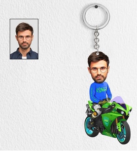 Kişiye Özel Motorcu 3 Tasarımlı Karikatür Anahtarlık