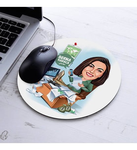 Kişiye Özel İşkolik Kadın Karikatürlü Mousepad