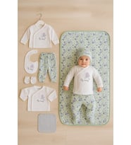 HELLO BABY İNTERLOCK 10 LU YENİDOĞAN HASTANE ÇIKIŞI %100 PAMUK (Gri Yeşil)