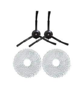 Roborock QRevo MaxV Uyumlu 2 Adet Siyah Yan Fırça 2 Adet Mop Fiber Paspas