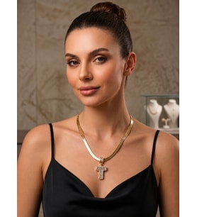 Premium Gold Renk Şık ve Parlak 316L Çelik Gold T Harf Kolye (45cm)