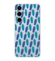 PrintiFy Samsung Galaxy S24 ile Uyumlu Nazar Boncuğu 4 Baskılı Kamera Korumalı Şeffaf Silikon Kılıf