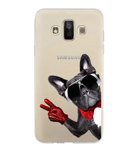 PrintiFy Samsung Galaxy J7 Duo ile Uyumlu 1mm Slim Fit Köpek 2 050e Baskılı Şeffaf  Kılıf