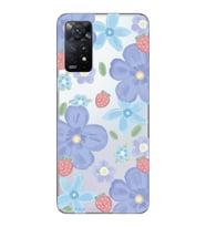 Redmi Note 11 Pro Uyumlu Çiçek ve Çilek Desenli Şeffaf Telefon Kılıfı