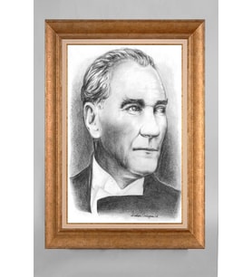 Çerçeveli Paspartulu Atatürk Tablo a567 (Gold)
