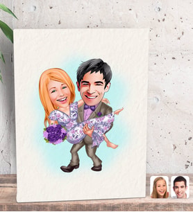 BK Gift Kişiye Özel Sevgililer Karikatürlü Dekoratif Mini Kanvas Tablo 15x20cm-56