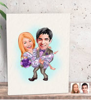BK Gift Kişiye Özel Sevgililer Karikatürlü Dekoratif Mini Kanvas Tablo 15x20cm-56