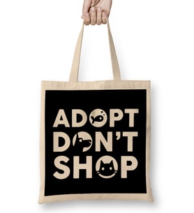 Cute Adopt Don t Shop Rescue Pet Owners & Lovers Bez Çanta Uzun Saplı