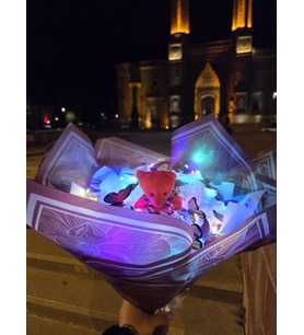 KELEBEK çiçek - mini aynalı -ayıcıklı çiçek - ayıcıklı ışıklı kelebek çiçek - led ışıklı kelebek buket - kelebek buket - ayıcıklı çiçek - Mini aynalı (kırmızı ayıcıklı)
