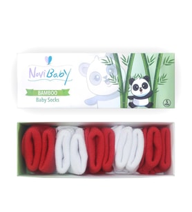 Novibaby 5'li Bambu Yenidoğan Bebek Çorap I Flag I 0-6 ay (Kırmızı-Beyaz)