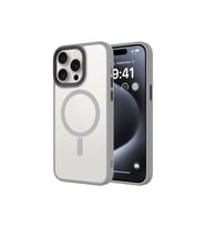 Apple iPhone 15 Pro Max Uyumlu Kılıf Mat Arka Yüzey Wireless Şarj Özellikli Zore Flet M-safe Kapak (Koyu Gri)