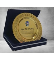 TABAK PLAKET  - ALTIN - GÜL DESENLİ - LACİVERT KUTULU