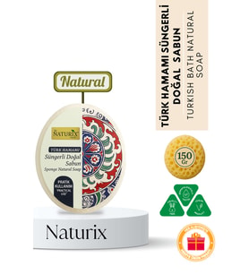 Naturix Türk Hamamı Süngerli Sabun 150 gr  Cildi Ölü Deriden Arındırır Ve Derinlemesine Temizler