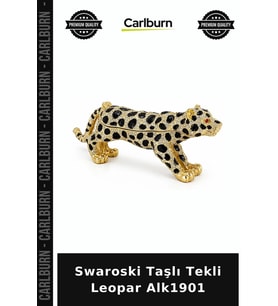 Özel Üretim Şık Aksesuar Tasarım Kadın Parıltılı Swaroski Taşlı Tekli Leopar Alk1901