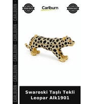 Özel Üretim Şık Aksesuar Tasarım Kadın Parıltılı Swaroski Taşlı Tekli Leopar Alk1901