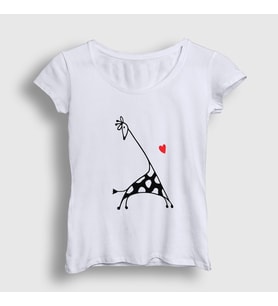 Presmono Kadın Beyaz Heart Giraffe Zürafa T-Shirt 288329tt